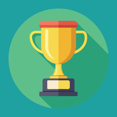 Trophy Flat Design Education Icon with Side Shadow