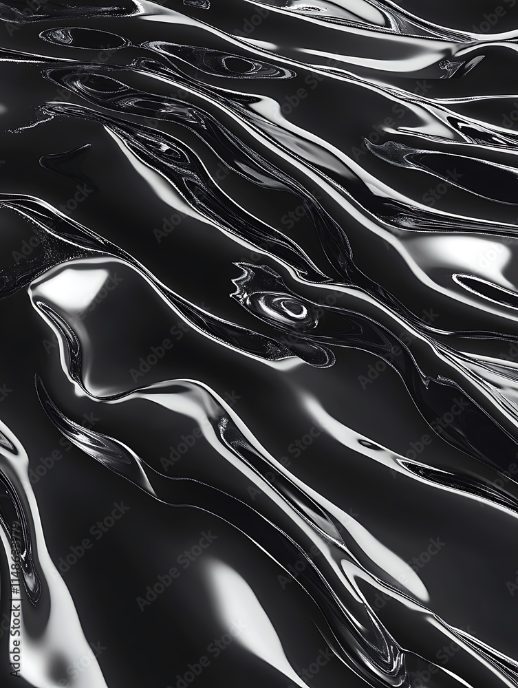 Aufkleber viscous molten silver in smooth patterns