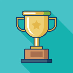 Trophy Flat Design Education Icon with Side Shadow