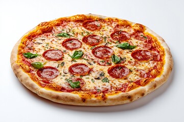 National Pizza Day Delicious Pepperoni Pizza Mushrooms Basil Italian Food