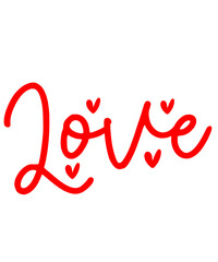 Love heart valentine typography design on plain white transparent isolated background for card, shirt, hoodie, sweatshirt, apparel, tag, mug, icon, poster or badge
