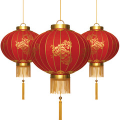 Red Lanterns with Golden Floral Design