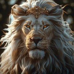 Fototapeta premium Mysterious king of lion, the background is full of religious and ancient vintage.