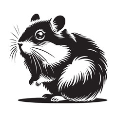 Stylish hamster silhouette for modern creative purposes - Hamster black vector
