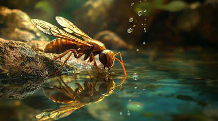 Wasp Drinking from Nature&rsquo;s Nectar