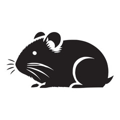 Minimalistic hamster silhouette for media and print designs - Hamster illustration - minimallest hamster vector
