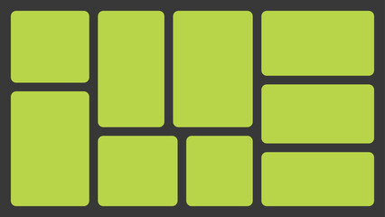 Obraz premium Bento box template. Y2K collage grid shapes. Geometry simple modular moodboard frames. UI design elements border. Trendy blocks blank layout. Vector flat illustration.