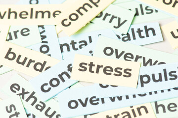 Stress and mental health concept, overworked, exhausted, pressure and confusion, worry about future, overwhelmed by information