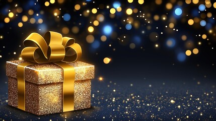 Abstract Blue Holiday Background with Scattered Lights and Text Space for Christmas, New Year Celebrations