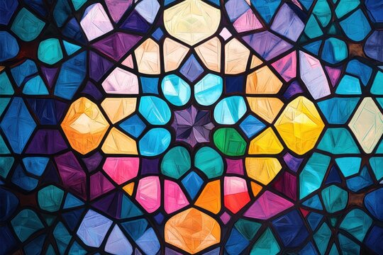Abstract Colorful Stained Glass Window Design