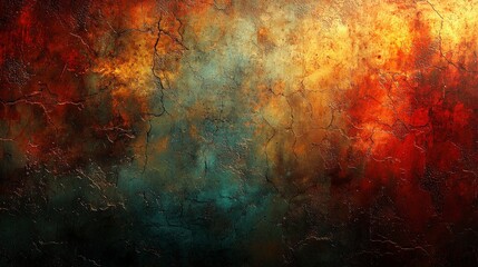A vibrant abstract texture featuring warm hues of red, orange, and gold blended with cooler tones, ideal for backgrounds and artistic projects.