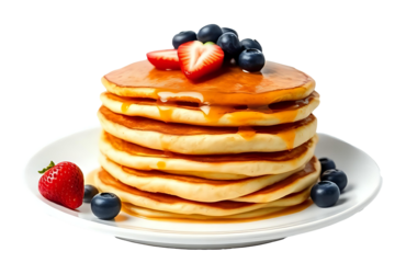 Pankake on white plate transparent image. Ai generated