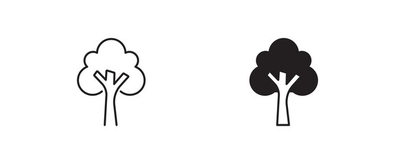 tree icon, forest icon button, vector, sign, symbol, logo, illustration, editable stroke, flat design style isolated on white