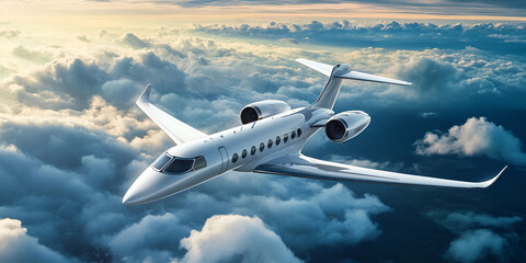  Airplane Flying Above the Clouds at Sunset