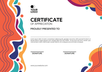 Abstract waves with lines certificate template