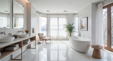 modern bathroom interior with bathtub