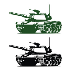 Military tank silhouette vector art white background