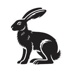 Minimalistic hare silhouette for digital and print designs - Hare illustration - minimallest hare vector
