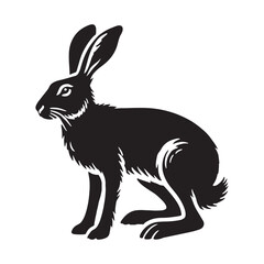 Playful hare silhouette for artistic media uses - Hare black vector
