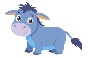 Adorable Cartoon Donkey Illustration Vector Graphic of a Cute Blue Donkey for Children's Books, Cards, and Designs