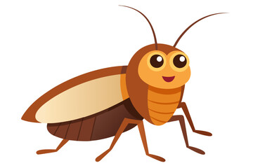 Vector illustration depicts a cartoon cockroach, a brown insect pest with antennae, isolated on a white background, similar to a cartoon bug