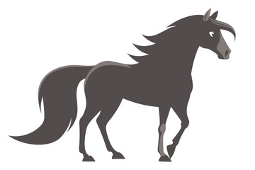 Fototapeta premium Vector Illustration of a Cartoon Stallion A Majestic Dark Horse in Profile