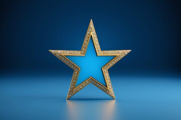 Obraz premium a gold star with diamonds on a blue background