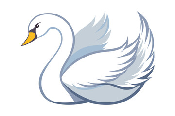 Vector Illustration of a Cartoon Swan Animation, Painted with Watercolor, Isolated on a White Background, Perfect for Use in Digital Media, Advertising, and Creative Projects