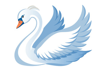 Vector Illustration of a Cartoon Swan Animation, Painted with Watercolor, Isolated on a White Background, Perfect for Use in Digital Media, Advertising, and Creative Projects