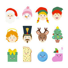 vector illustration of christmas set