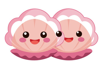 Watercolor Vector Cartoon Clams Animation - Cute Clam Illustrations Isolated on White Background for Creative Projects, Websites, and Digital Designs