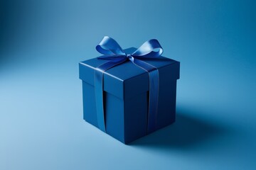 Obraz premium a blue gift box with a blue bow