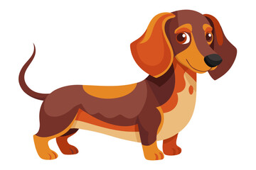 Vector illustration of a cartoon animation of a dachshund, painted in watercolor, isolated on a white background, adorable dachshund animation, perfect for digital projects and design.