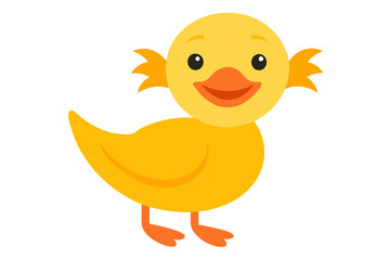 Vector Illustration of a Cartoon Animation of Duck Painted in Watercolor, Isolated on a White Background - Digital Art, Cute Animal Design,