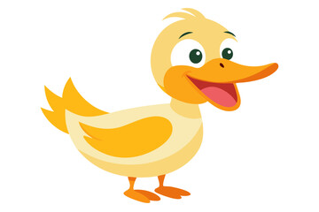 Vector Illustration of a Cartoon Animation of Duck Painted in Watercolor, Isolated on a White Background - Digital Art, Cute Animal Design,