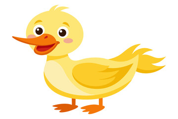 Vector Illustration of a Cartoon Animation of Duck Painted in Watercolor, Isolated on a White Background - Digital Art, Cute Animal Design,