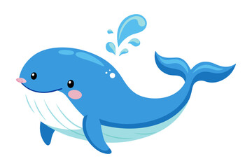 Adorable watercolor vector of a cartoon Beluga whale, isolated on white background. High-quality marine animal illustration for ocean-themed designs, kids' projects, and creative artworks