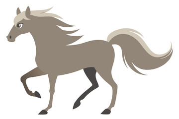 Watercolor Vector of a Cartoon White Stallion Isolated on White Background, White Stallion Animation, Hand-Drawn Horse Illustration, White Horse Art, Equine Vector Graphic, Cartoon Stallion