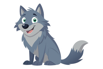 Vector Illustration of a Cartoon Animation Wolf in Watercolor, Isolated on White Background - Artistic Wolf Animation Design, Perfect for Creative Projects and Digital Artworks,