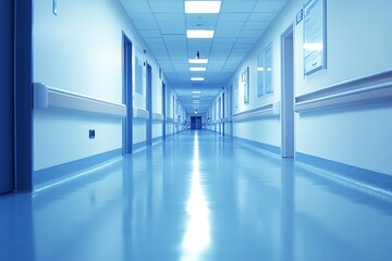 Sterile Hospital Corridor Extending to Distant End