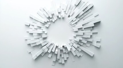 Fototapeta premium Abstract white 3D geometric burst circle.