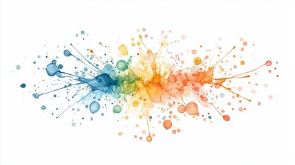 A vibrant splash of colorful paint droplets creating an abstract design, perfect for artistic projects and creative inspiration in digital media.