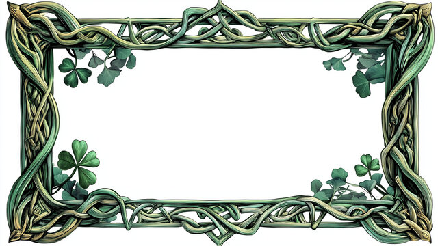 Celtic knot shamrock border design with white background