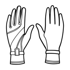 Gloves Vector Outline Illustration 