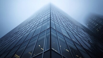 Fototapeta premium Modern Skyscrapers Piercing the Fog