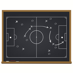 Fototapeta premium Chalkboard with soccer game tactic. Vector
