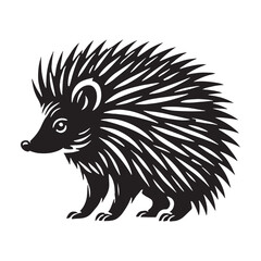 Simplified hedgehog silhouette for artistic digital projects - Hedgehog illustration - minimallest hedgehog vector
