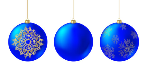 Christmas ball isolated. Blue colored new Year tree decoration. Holiday celebration design element.