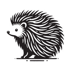 Majestic hedgehog silhouette for modern design needs - Hedgehog black vector
