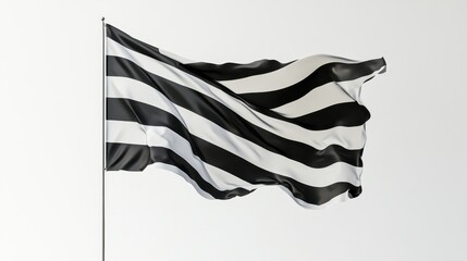 Striped Black and White Flag Waving in the Wind